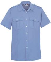 Flying Cross Poly/ Cotton Ladies Short Sleeve Shirt- Blue