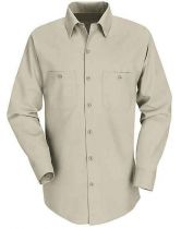 Red Kap Long Sleeve Industrial Poly/ Cotton Shirt, Khaki