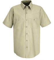 Red Kap Short Sleeve Industrial Poly/ Cotton Shirt, Khaki