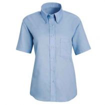Ladies Short Sleeve Light Blue Oxford Shirt