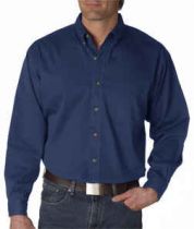 UltraClub Long Sleeve Cotton Denim Shirt with Pocket