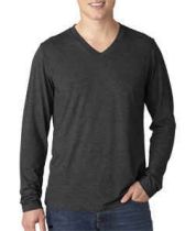 Men's Tri Blend Long Sleeve V-Neck Tee Shirt