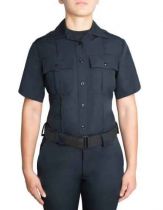 Women's Short Sleeve Zippered Polyester Shirt, ClassAct