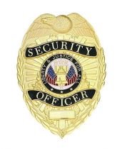 Security Officer Badge- Gold, Safety Pin Back