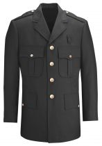 BLACK Polyester Single Breasted Police Dress Coat