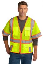 Hi-Vis Zippered Short Sleeve Vest, Surveyor Mesh, ANSI 107 Class 3