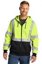 Hi-Vis Heavy-Duty Fleece Full-Zip Hoodie, ANSI 107 CLASS 3