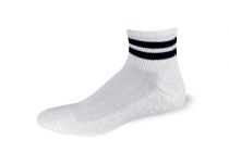 Quarter Socks, White with Navy Stripes, Pro Feet #USPS431
