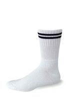 Support Crew Socks, White with Navy Stripes, Pro Feet