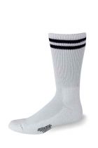 Cushioned Crew Sock, White with Navy Stripes, Pro Feet