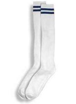 Postal Over-the-Calf Sock, White w/ Navy Stripes by Profeet