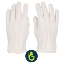 White Parade Gloves with PVC Dots & Vents, Cotton