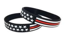 Thin Red Line Bracelet, American Flag Silicone Wristband