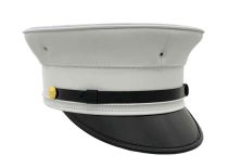 WHITE Vinyl Solid Bell Crown Uniform Cap