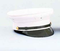 White Vinyl Solid Bell Crown Uniform Cap