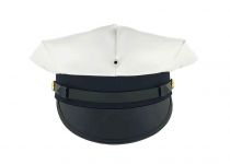 White Vinyl 8 Point Cap w/ Navy Blue Serge Band