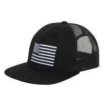 Black and White US Flag Trucker Cap