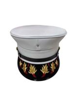 6-Flame White Vinyl Bell Cap, White Solid Vinyl S-15PG Visor