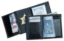 Leather Badge ID Credit Card wallet- Max Badge 2-3/4"