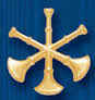 1.5" Rhodium 3 Bugle Collar Insignia, Each