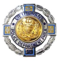 PPD LIEUTENANT Badge, M182E Silver Rhodium, Safety Pin