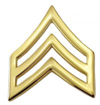 3/4" Wide Sergeant Chevron Collar Tall/Pointy Insignia, Enameld & Plated, Clutch, Pair