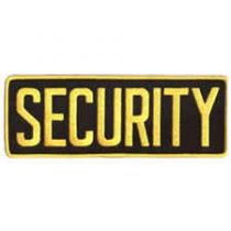 SECURITY Backpatch Med Gold on Black, 11 X 4