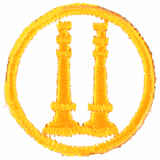 2 Bugle Gold on White Circle Collar Rank Emblem, Parallel
