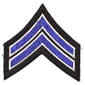 Corporal 3.5"W Chevrons, Royal/White on Black,Hot Knife,PAIR