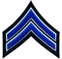 Corporal 3.5"W Chevrons, Royal/White on Black,Hot Knife,PAIR