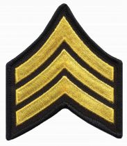 Med Gold on Black Sgt 3" Chevrons, Sold in Pairs