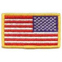 American Flag Reversed w/Gold Border 3-3/8" W X 2"