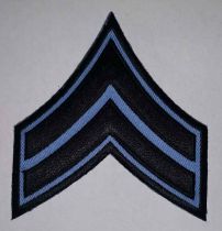 Corporal Chevrons- Black/Lt Blue Pair of Stripes, 3" Wide
