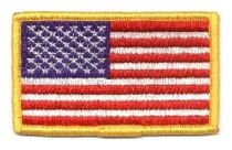 American Flag w/ Gold Border Patch- 3-3/8" X 2"