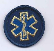 Met. Gold/Navy Stars of Life Collar Patches, 1.5" Circle, PR