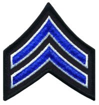 Cpl, Royal/White on Black 3" Chevrons, Merrowed Border