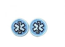 Light Blue Stars of Life, Navy on Light Blue Star of Life Collar Patches, PAIR