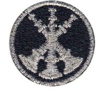 ASST. CHIEF, 3 Horns Metallic Silver on Midnight Navy Collar Insignia, SOLD INDIVIDUALLY