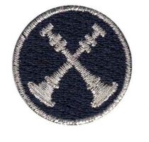CAPT, 2 Crossed Bugle Metallic Silver on Midnight Navy 1" Collar Insignia, SOLD INDIVIDUALLY