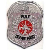 Silver Fire Dpt. Badge Patch w/ Red Fire Scramble