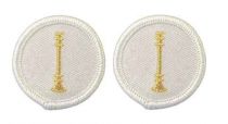 Single Bugle Metallic Gold on White 1.5" Circle, PAIR