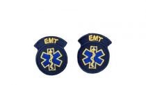 EMT Star of Life Collar Patch, Metallic Gold on Navy, PAIR