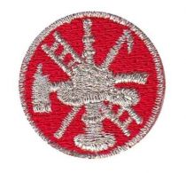 Fire Scramble Metallic Silver on Red, 1" Collar Insignia, SOLD INDIVIDUALLY