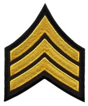 3" Wide Med Gold/Black SERGEANT Chevron, PAIR