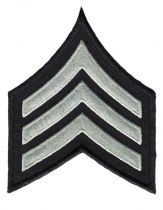 LAPD Sergeant Chevrons, LAPD SilverGrey/Black, 3-1/8"W, PAIR