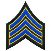 3"W SGT Chevrons, 2-Tone Royal/Summer Gold on Black, PAIR