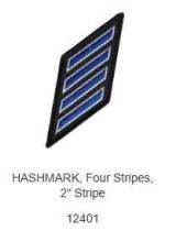 4 Service Stripes, Royal/Whiteon Black Merrowed Border 2"