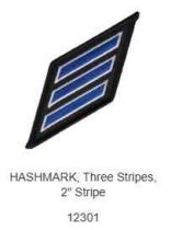 3 Service Stripes, Royal/Whiteon Black Merrowed Border 2"
