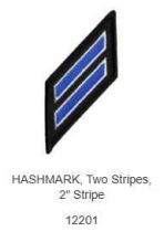 2 Service Stripes, Royal/Whiteon Black Merrowed Border 2"