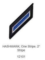 1 Service Stripe, Royal/White on Black Merrowed Border 2"